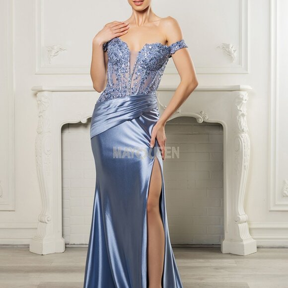 Formal prom dress black silver blue rose gold plus size - Picture 1 of 8